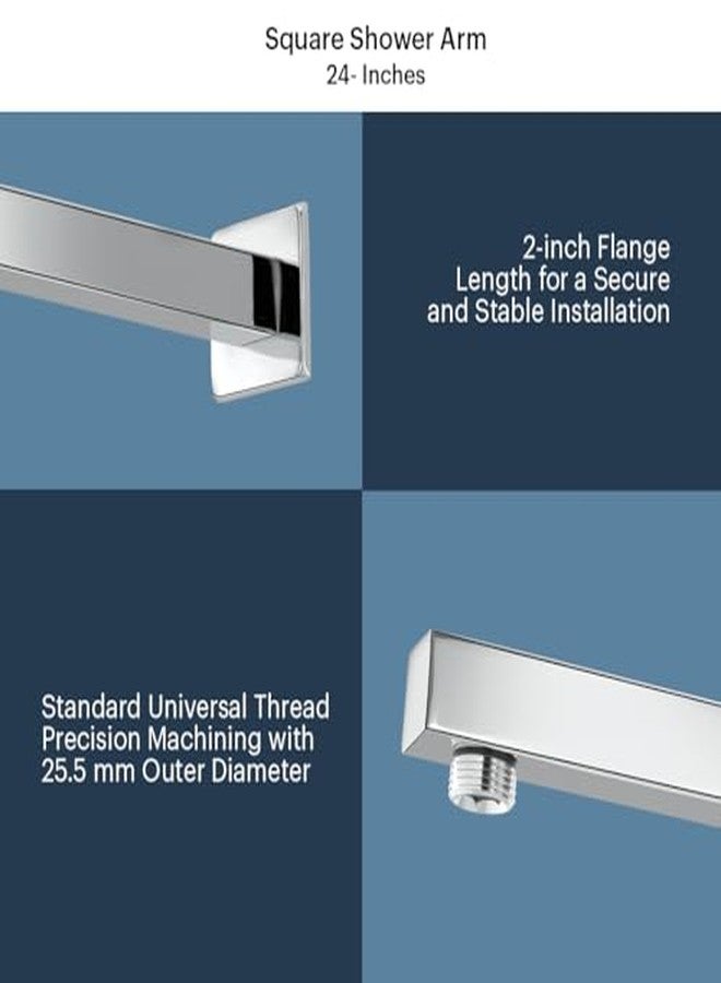 Johnson Bathrooms Square Shower Arm 24 Inches Long With Wall Flange | SS304 Grade Anti-Corrosion Shower Holder For Overhead Showers | 2 Year Warranty (T7069S4 - CP Finish),Chrome - Image 4